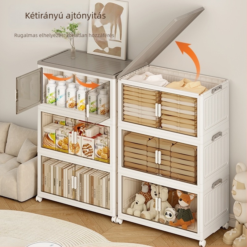 Megvastagított tároló szekrény, összecsukható kivitelben, otthoni hálószobai gyerek garderob, több szintű, mozgatható tároló játékokhoz és ruhákhoz