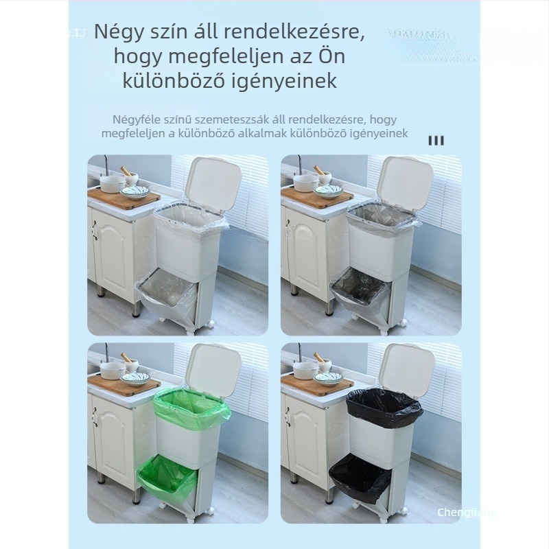 Japán stílusú kétszintes szemetes kuka széles nyílással, nagy méretű, téglalap alakú, vastagodott falú