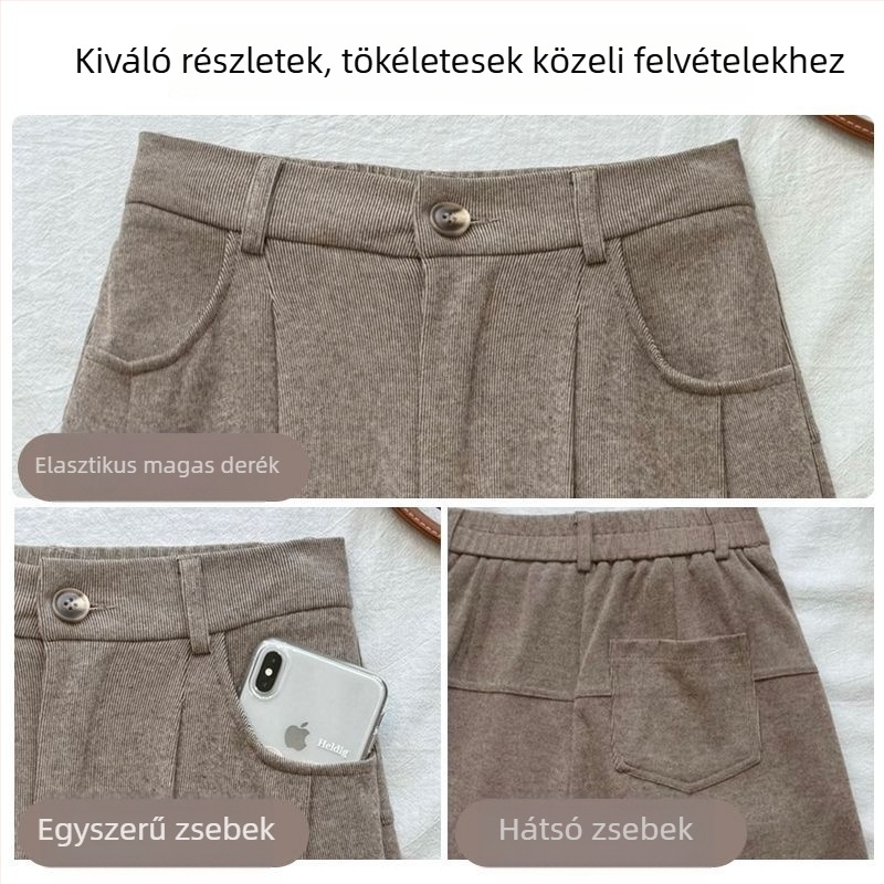 Női kosztümnadrág, új modell 2026 tavasz–ősz, laza szabású, széles szárú, kényelmes viselet