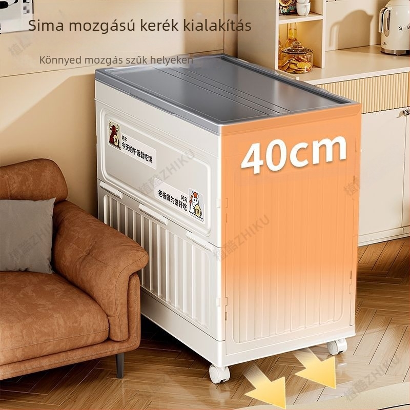Nagy kapacitású ruhatároló doboz fedéllel, otthoni használatra, összecsukható tároló szekrény