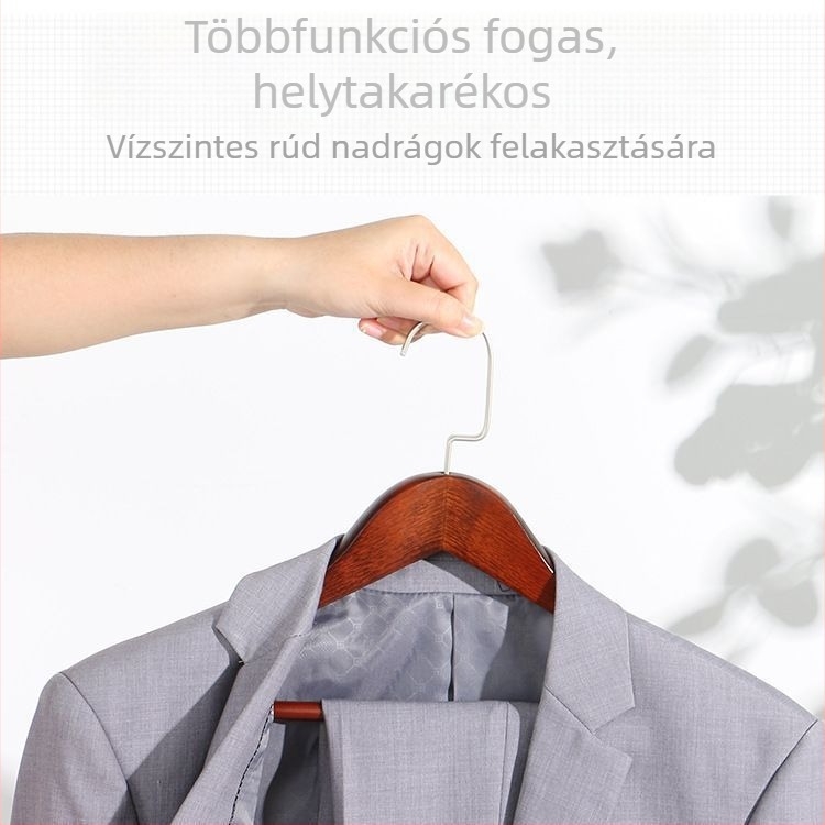 Prémium minőségű ruhaakasztó faanyagból, természetes felület, gardrób rendező