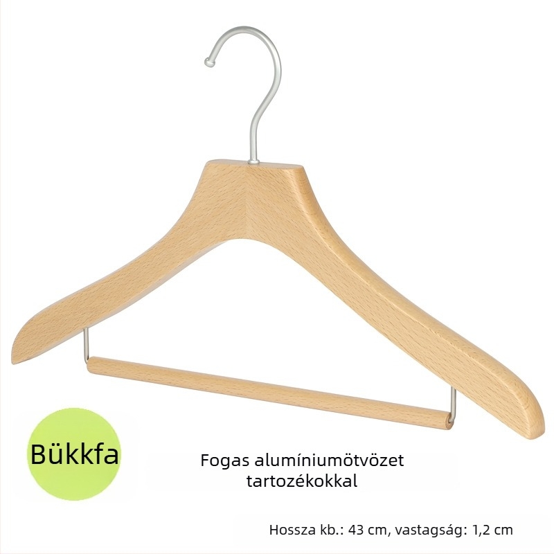 Prémium minőségű ruhaakasztó faanyagból, természetes felület, gardrób rendező