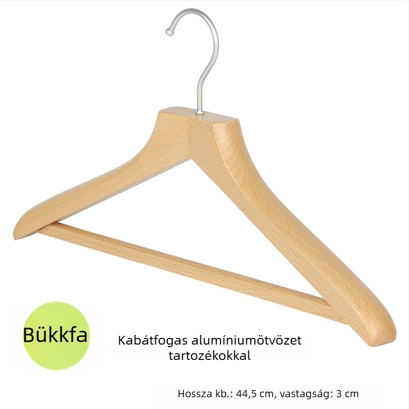 Prémium minőségű ruhaakasztó faanyagból, természetes felület, gardrób rendező