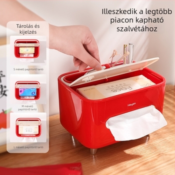 Vintage nappali papírzsebkendő-doboz távirányító-tárolóval, multifunkcionális könnyű luxus kávézóasztal kiegészítő