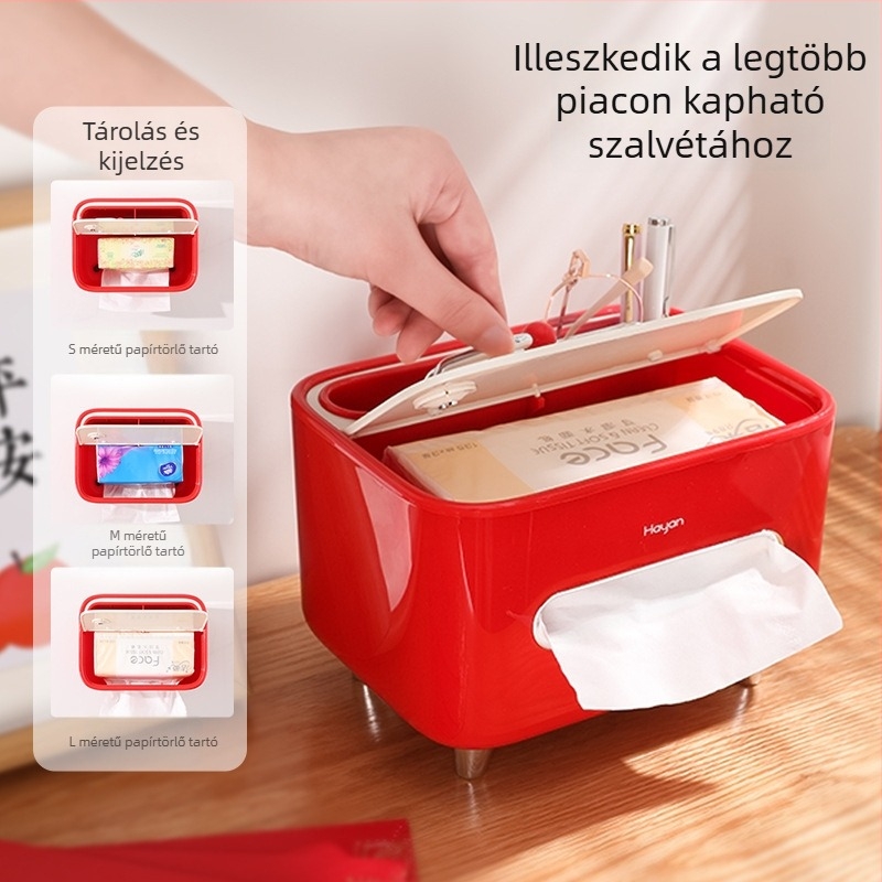 Vintage nappali papírzsebkendő-doboz távirányító-tárolóval, multifunkcionális könnyű luxus kávézóasztal kiegészítő