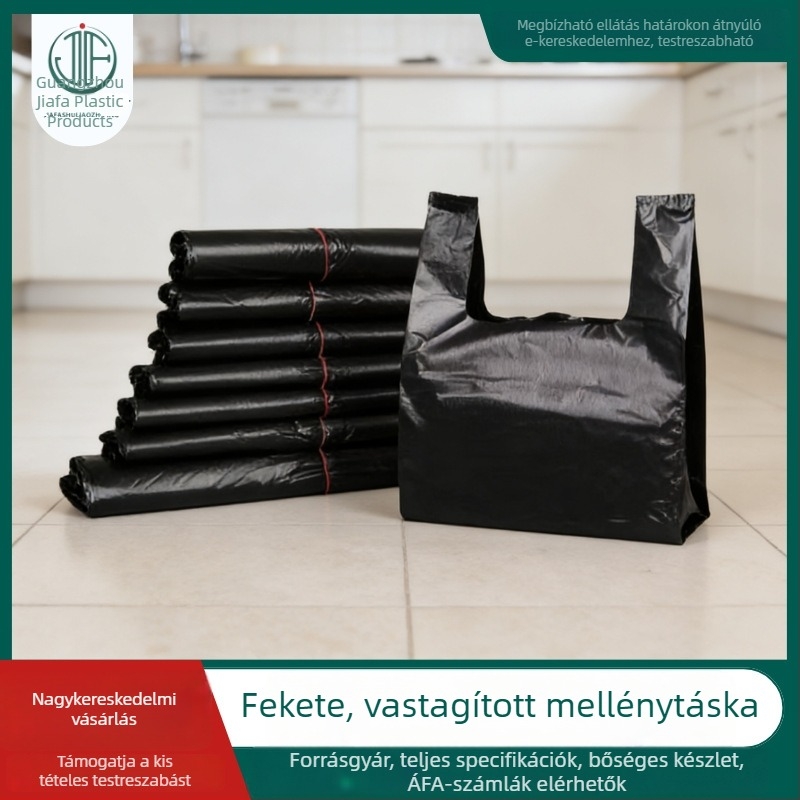 Extra vastag fekete szemeteszsákok háztartási használatra, hordozható, ideális egyetemisták kollégiumi tároláshoz