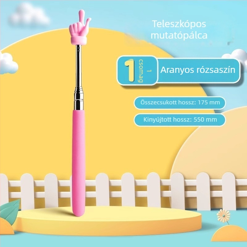 Teleszkópos rozsdamentes acél oktatási bot ujjolvasó mutatóval, 55 cm