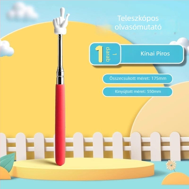 Teleszkópos rozsdamentes acél oktatási bot ujjolvasó mutatóval, 55 cm