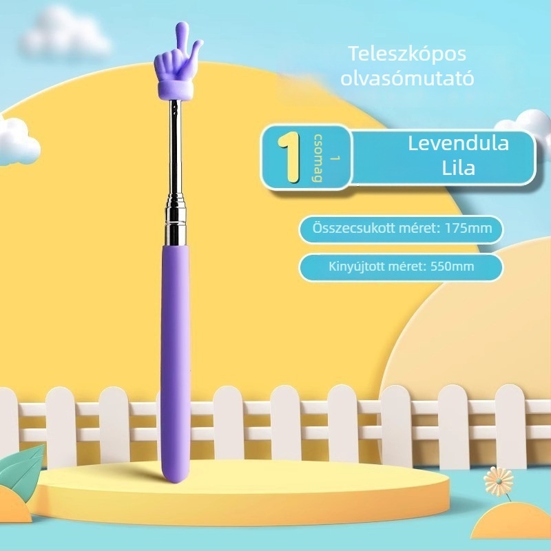 Teleszkópos rozsdamentes acél oktatási bot ujjolvasó mutatóval, 55 cm
