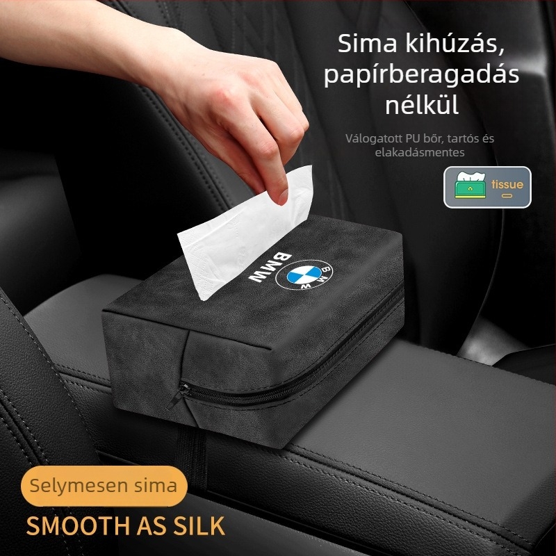 Plüss velúr autózsebkendő-tartó, hátsó ülésre rögzítve – belső kiegészítő