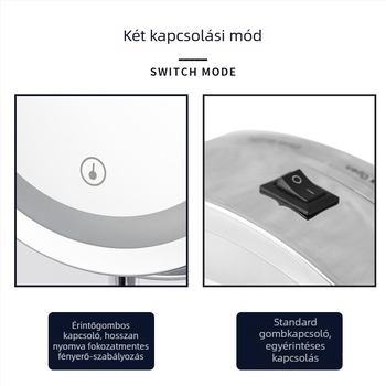 LED-es világítású, kihúzható falra szerelt sminktükör, furatok nélküli telepítés, fürdőszobai használatra, HD felbontású
