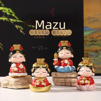 Kínai stílusú Mazu figurka, asztali dekoráció, gyanta, kis dísz, kulturális és kreatív szuvenír