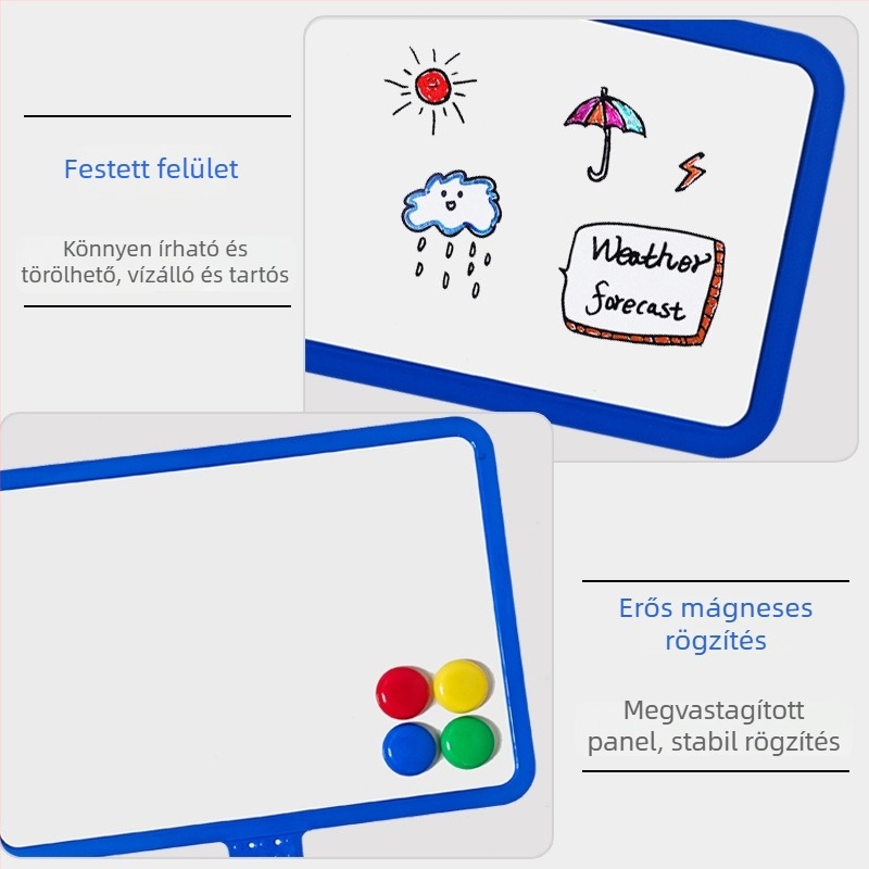 Kézben tartható, kétoldalas mágneses fehér tábla, mini író tábla