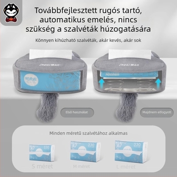Plüss autós zsebkendő tartó — függő, hátsó ülésre akasztható