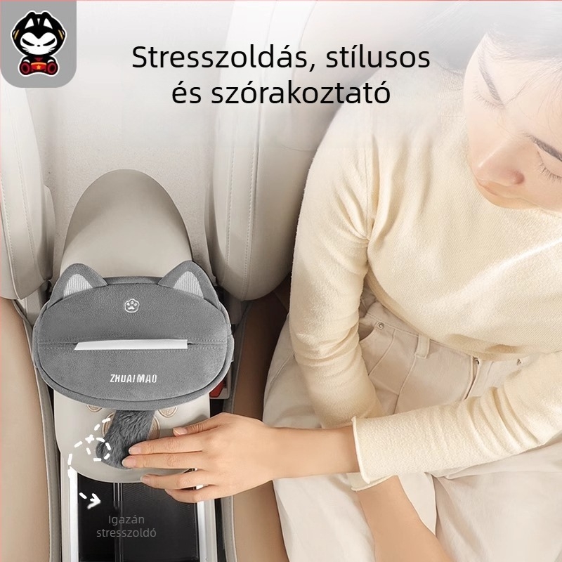 Plüss autós zsebkendő tartó — függő, hátsó ülésre akasztható
