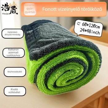 Mikroszálas autó törölköző üvegek tisztítására, csavart fonat, vastag, rendkívül nedvszívó, nyommentes