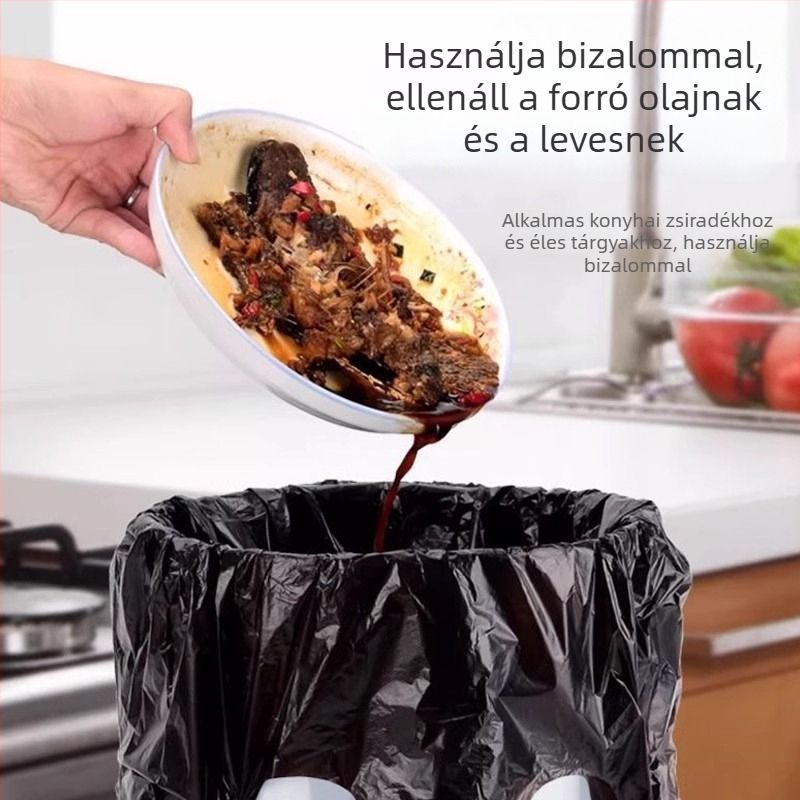 Háztartási tekercses szemeteszsákok otthoni használatra, fekete, nagy méret, megnövelt vastagságú, extra vastag, szakadásálló, mellény-stílusú zacskók