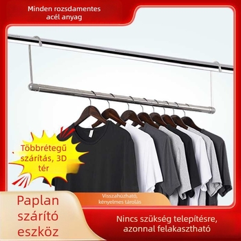 Erkélyre szánt teleszkópos ruhaszárító, láthatatlan, kihúzható, összecsukható, ágynemű és ruházat számára