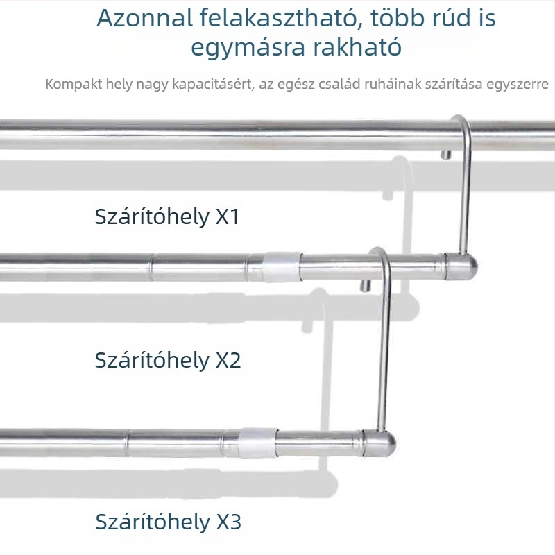 Erkélyre szánt teleszkópos ruhaszárító, láthatatlan, kihúzható, összecsukható, ágynemű és ruházat számára