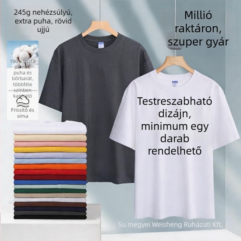 Férfiaknak készült nehéz pamut alaprétegű póló, egyszínű, lazán szabott, rövid ujjú, nyári munkaruházathoz