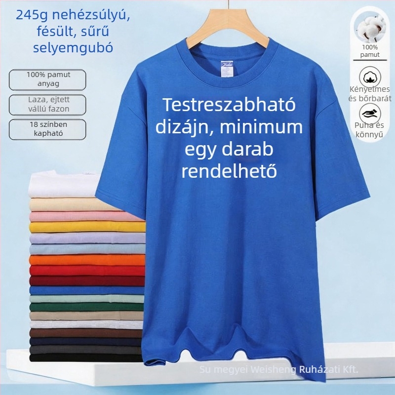 Férfiaknak készült nehéz pamut alaprétegű póló, egyszínű, lazán szabott, rövid ujjú, nyári munkaruházathoz