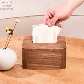 Fából készült zsebkendő-doboz a nappaliba – modern, minimalist stílusú asztali tartó