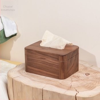 Fából készült zsebkendő-doboz a nappaliba – modern, minimalist stílusú asztali tartó