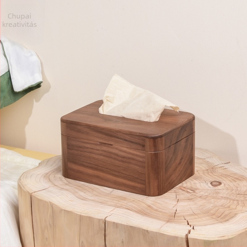 Fából készült zsebkendő-doboz a nappaliba – modern, minimalist stílusú asztali tartó