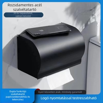 Rozsdamentes acél papírdoboz és WC-papír tartó — vízálló fürdőszobához