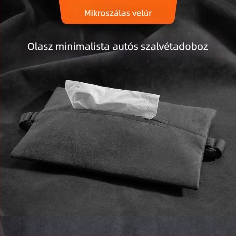 Autóba szerelt szalvétadoboz, függő kivitelű, napellenzőhöz illő belső dekorációs kiegészítő