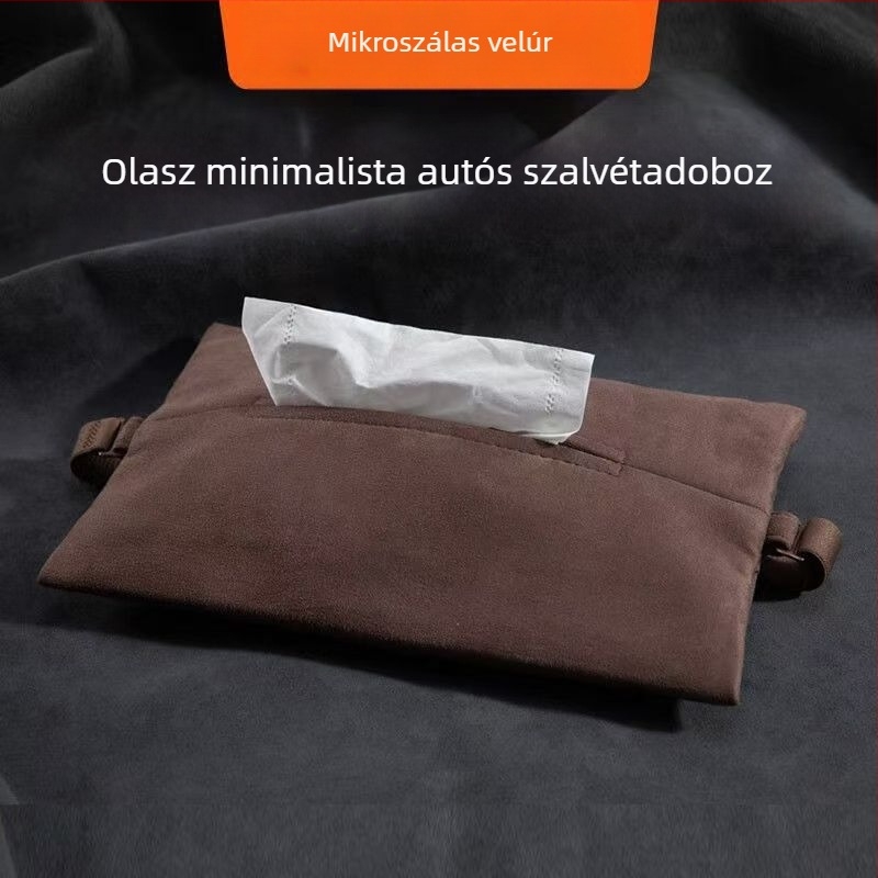 Autóba szerelt szalvétadoboz, függő kivitelű, napellenzőhöz illő belső dekorációs kiegészítő