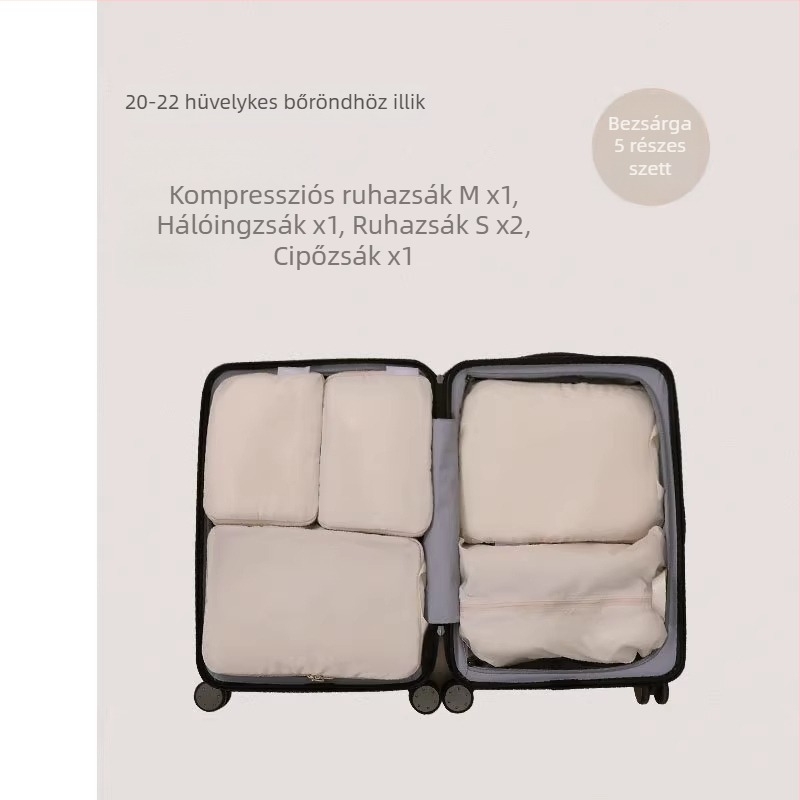 Hat darabos utazási kompressziós csomagoló kocka készlet ruhák rendezéséhez a poggyászban