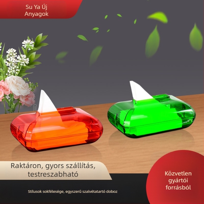 Mágneses fedelű, több alakú papírzsebkendő-tartó, akril, asztali kivitel autóhoz, otthonhoz, nappaliba és fürdőszobába