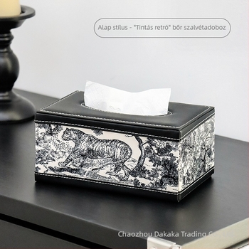 Világos luxus bőr papírzsepi tartó vintage stílusban, otthonra és nappaliba, tároló rekesszel a távirányítóhoz