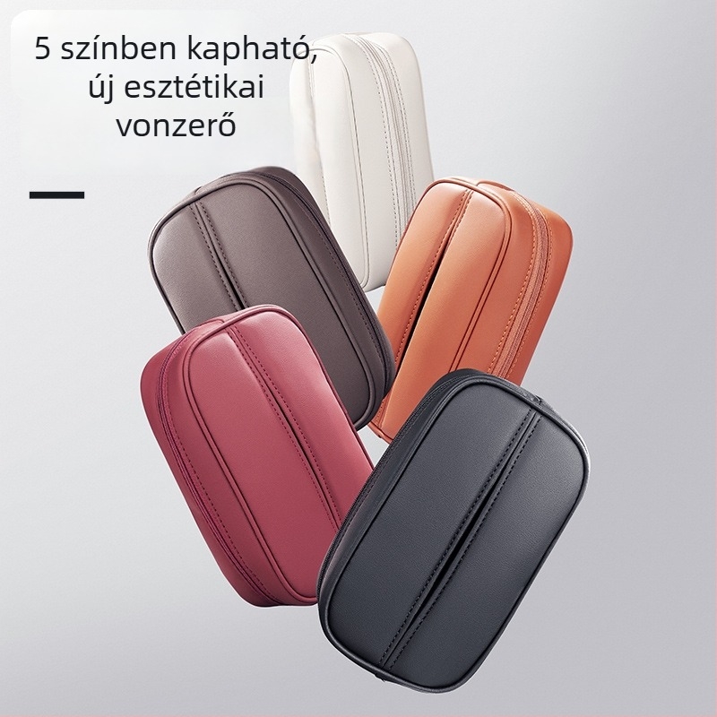 Bőr autózsebkendő-tartó karfára szerelhető, hátsó üléshez illeszkedő, univerzális autó kiegészítő