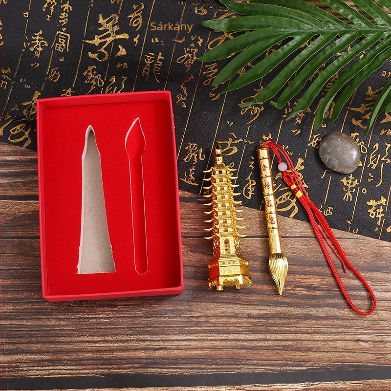 9 rétegű Wenchang-torony tollmedál készlet – fém kézműves dísztárgyak, ajándékdobozzal