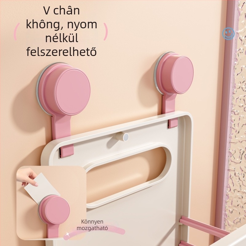 Falihoz rögzíthető, összecsukható ruhakosár fürdőszobába, modern dizájn