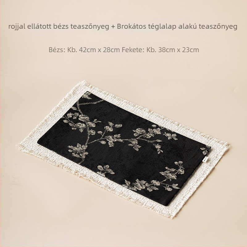 Brokát hímzett tassel teázó alátét, kétoldalas textil alátét otthonra és irodára