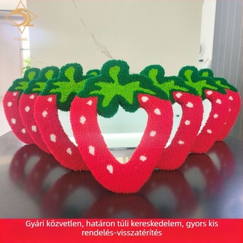 Asztali sminktükör kötött hímzéssel és eper velúr anyaggal