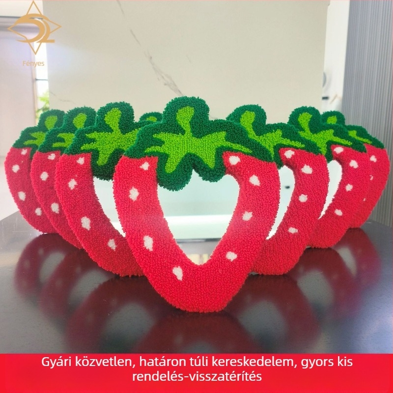 Asztali sminktükör kötött hímzéssel és eper velúr anyaggal