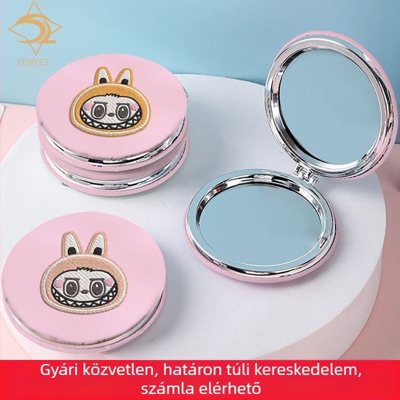 Asztali sminktükör kötött hímzéssel és eper velúr anyaggal