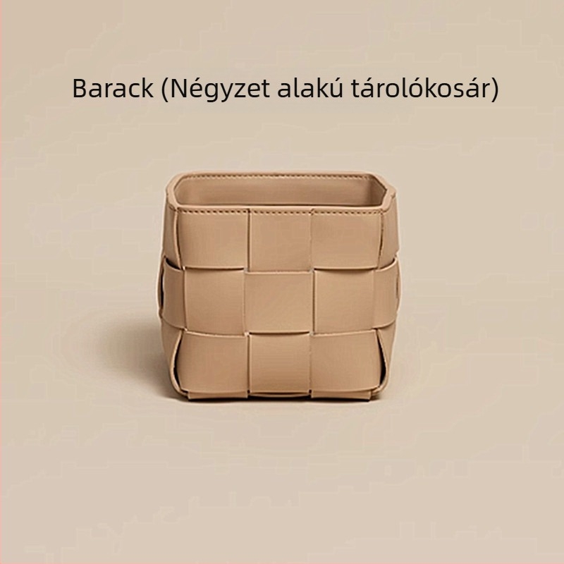Minimalista bőrkosár tároló, négyzet alakú, 3 rétegű, asztali vagy bejárati szervező