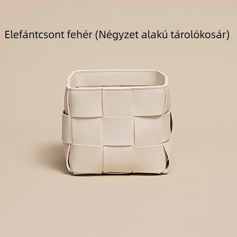 Minimalista bőrkosár tároló, négyzet alakú, 3 rétegű, asztali vagy bejárati szervező