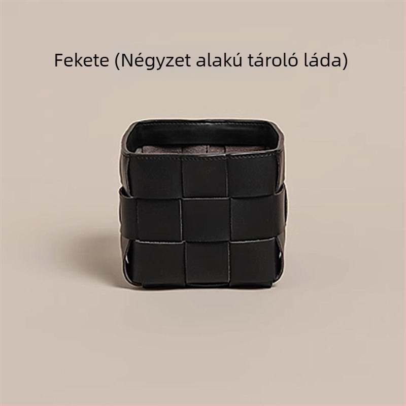 Minimalista bőrkosár tároló, négyzet alakú, 3 rétegű, asztali vagy bejárati szervező
