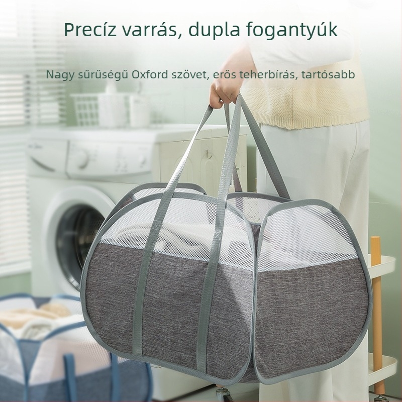 Összecsukható mosókosár Oxford anyagból, nagy kapacitású, hálószoba vagy kollégiumi használatra