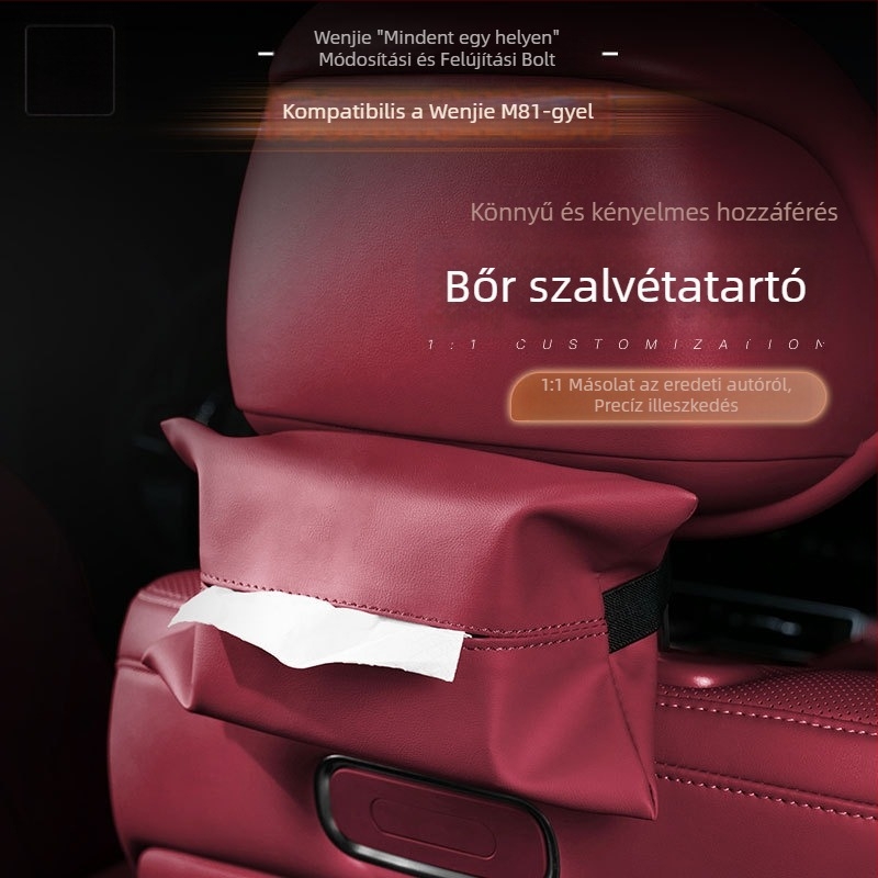 Bőr autó belső papírzsebkendő-doboz tartó, függő belső kiegészítő modellekhez M8, M9, M7 és M5
