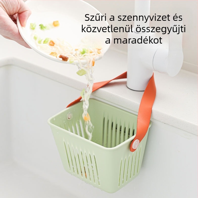 Kék fúrás nélküli mosogató kosár akasztópánttal – tárolás mosogatási eszközök és csaptele számára