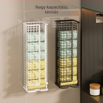 Konyhai szemeteszsák tároló és műanyag zacskók tároló kosár, falra szerelhető, fúrás nélkül, zacskó adagoló