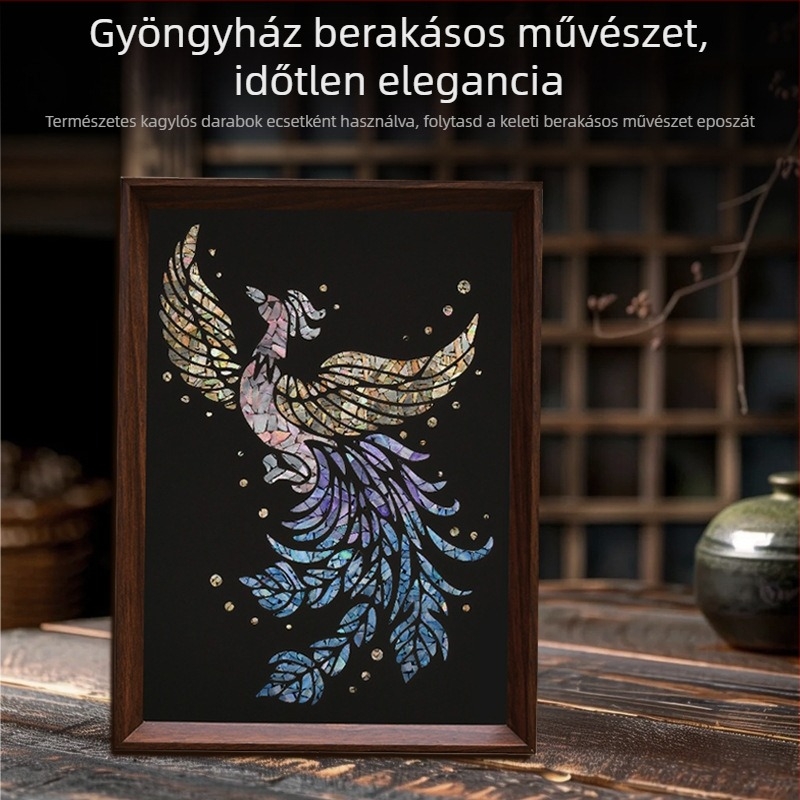 DIY gyöngyház-inlay keret festőkészlet – kézzel készített anyagok irodai dekorációhoz, kreatív születésnapi ajándék és emléktárgy