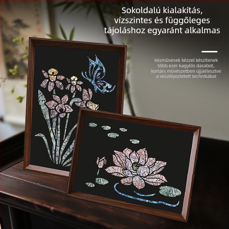 DIY gyöngyház-inlay keret festőkészlet – kézzel készített anyagok irodai dekorációhoz, kreatív születésnapi ajándék és emléktárgy